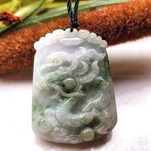 Genuine Certified Handcarved Light Green Jadeite Jade Dragon NWT